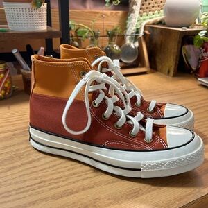 Color block high top converse